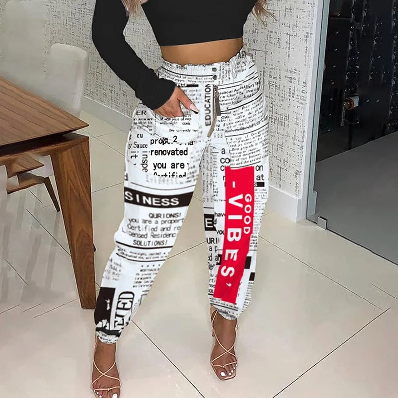 High Waist Baggy Print or Solid Pants