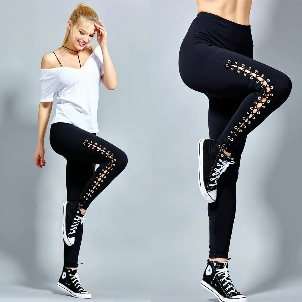 High Waist Skinny Stretch Cut Out Sports Pants