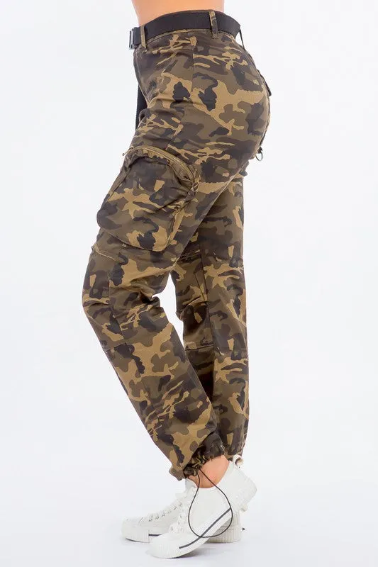 High Waist Utility Pocket Jogger Pants