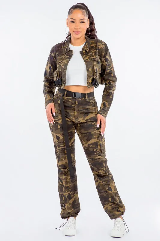 High Waist Utility Pocket Jogger Pants