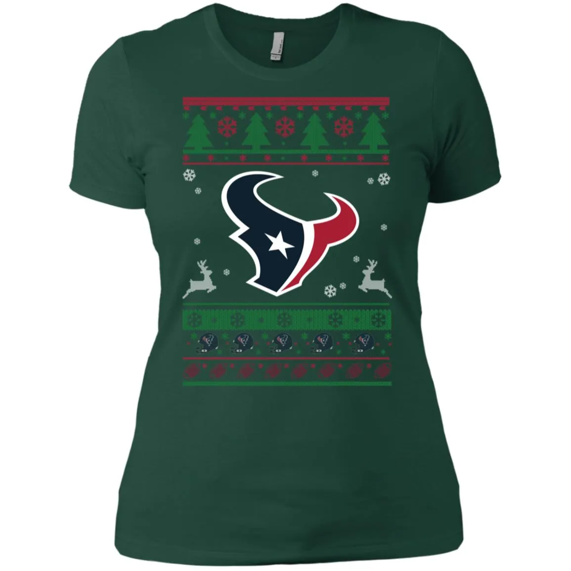 Houston Texans Logo Football Teams Ugly Christmas Sweater Women T-Shirt