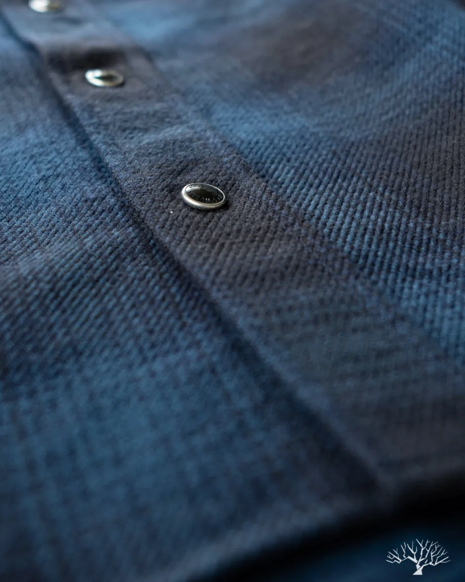 IHSH-264-NAV - UHF Ombré Check Western Shirt - Navy/Black