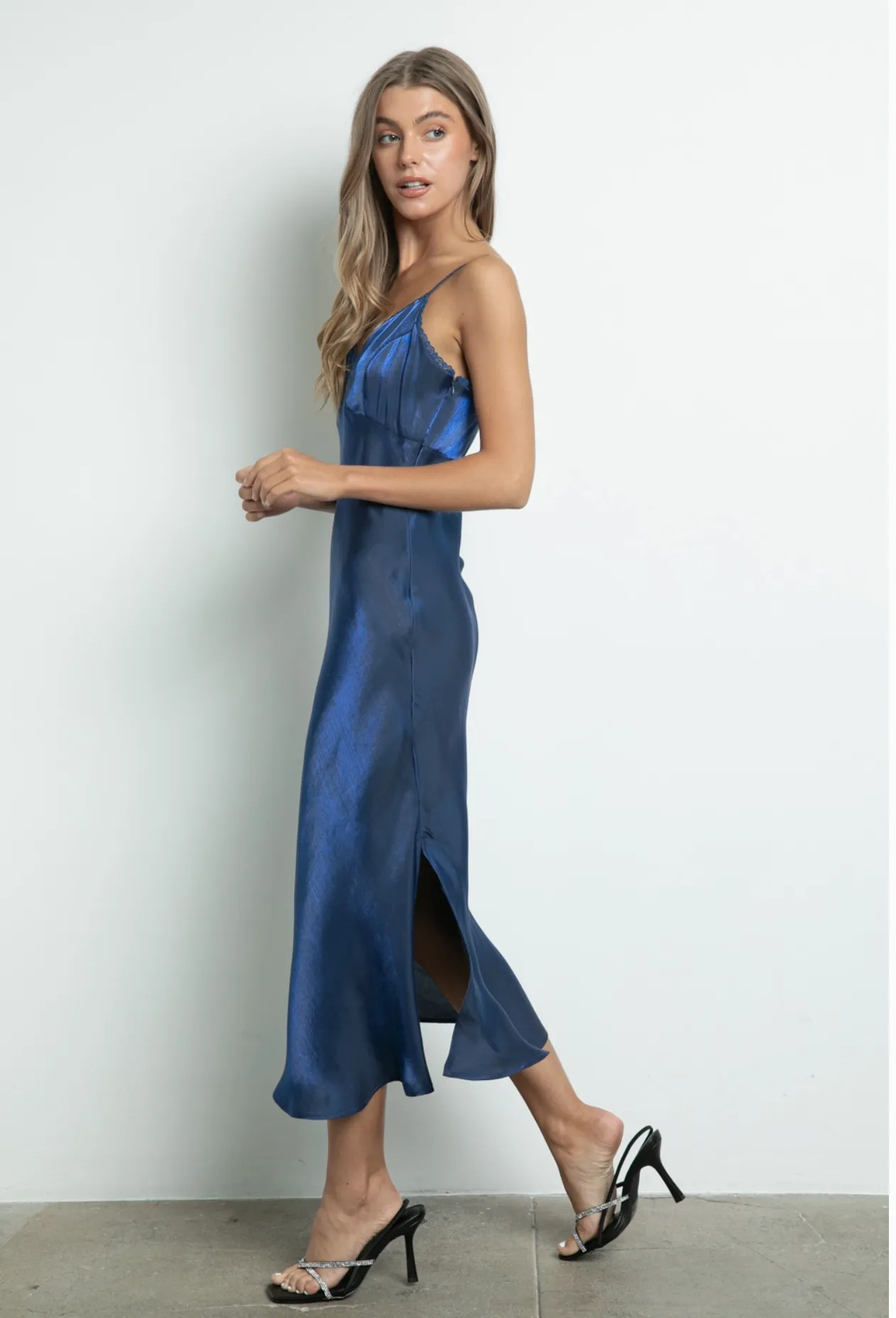 Iridescent Midi Slip Dress