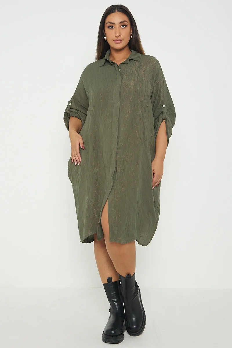 Italian Shimmer Oversized Shirt Dress