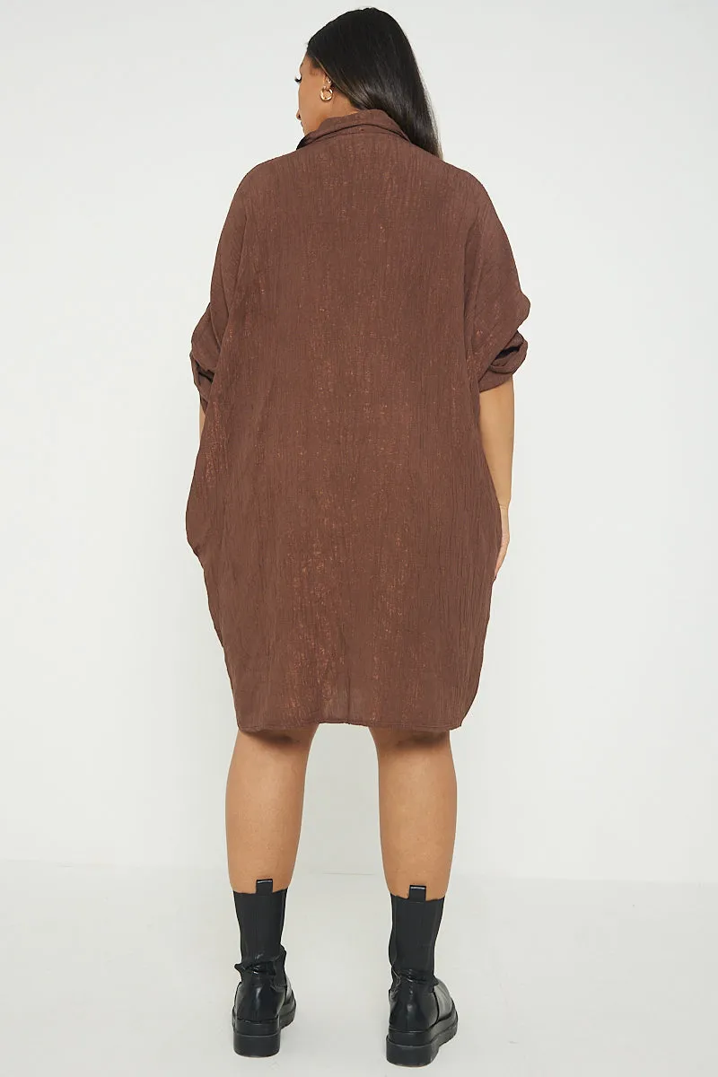 Italian Shimmer Oversized Shirt Dress