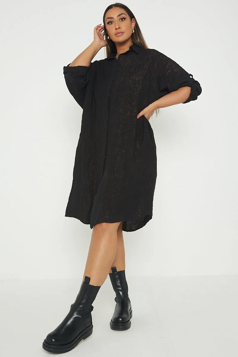 Italian Shimmer Oversized Shirt Dress