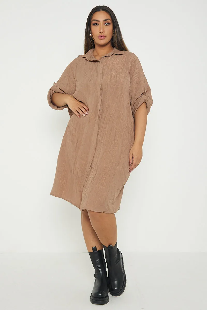 Italian Shimmer Oversized Shirt Dress