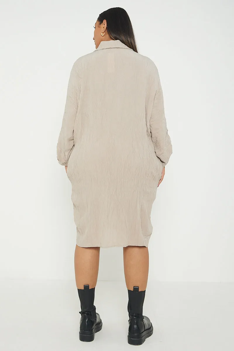 Italian Shimmer Oversized Shirt Dress