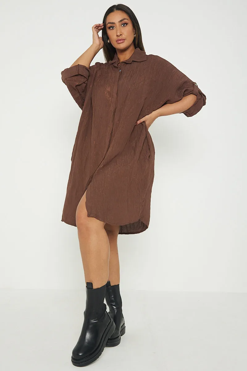 Italian Shimmer Oversized Shirt Dress