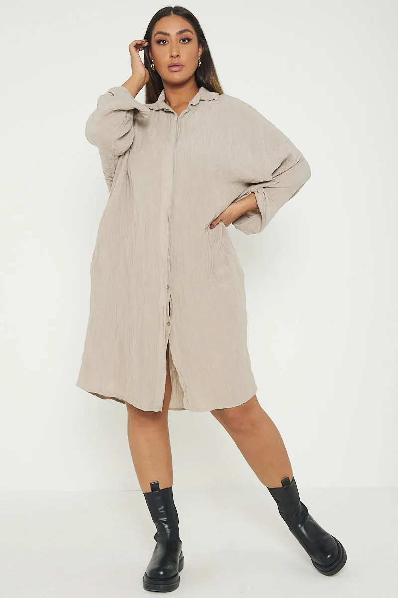 Italian Shimmer Oversized Shirt Dress