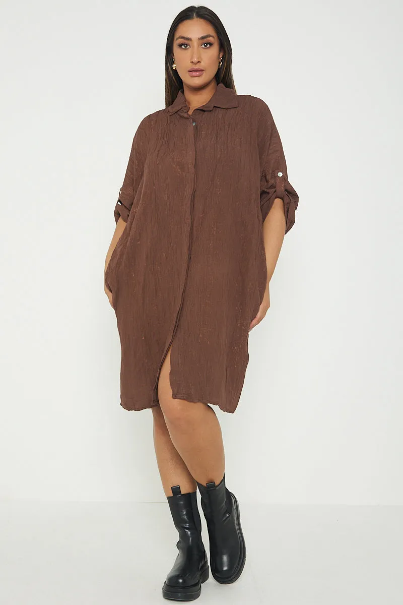 Italian Shimmer Oversized Shirt Dress
