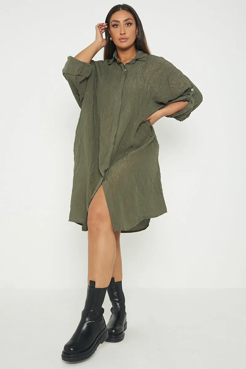 Italian Shimmer Oversized Shirt Dress