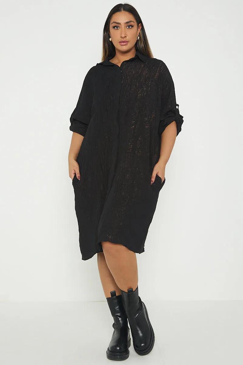 Italian Shimmer Oversized Shirt Dress