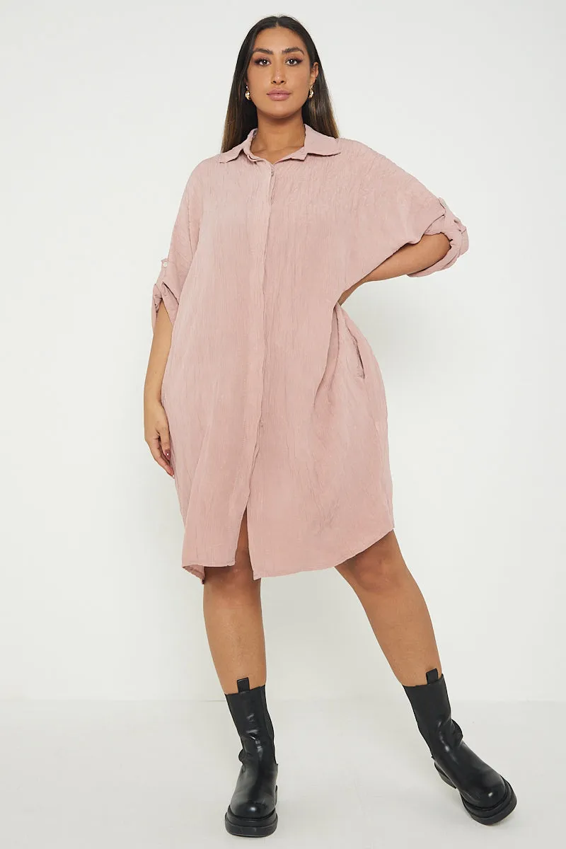 Italian Shimmer Oversized Shirt Dress