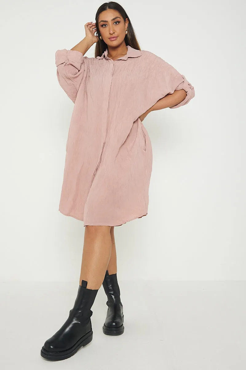 Italian Shimmer Oversized Shirt Dress
