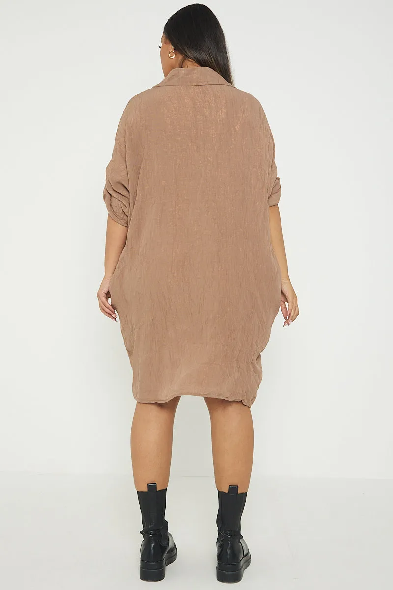 Italian Shimmer Oversized Shirt Dress