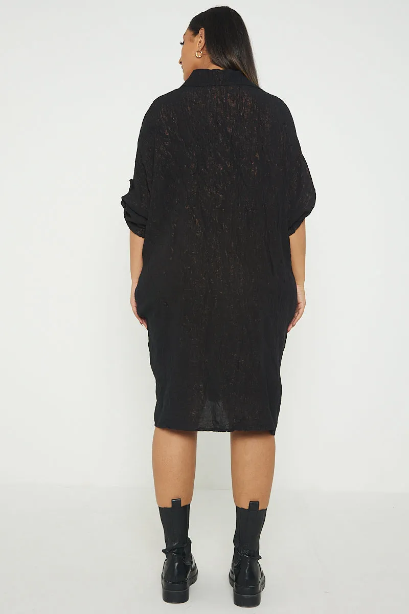 Italian Shimmer Oversized Shirt Dress