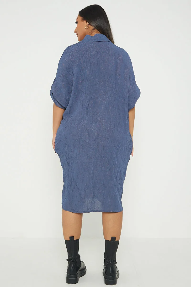 Italian Shimmer Oversized Shirt Dress