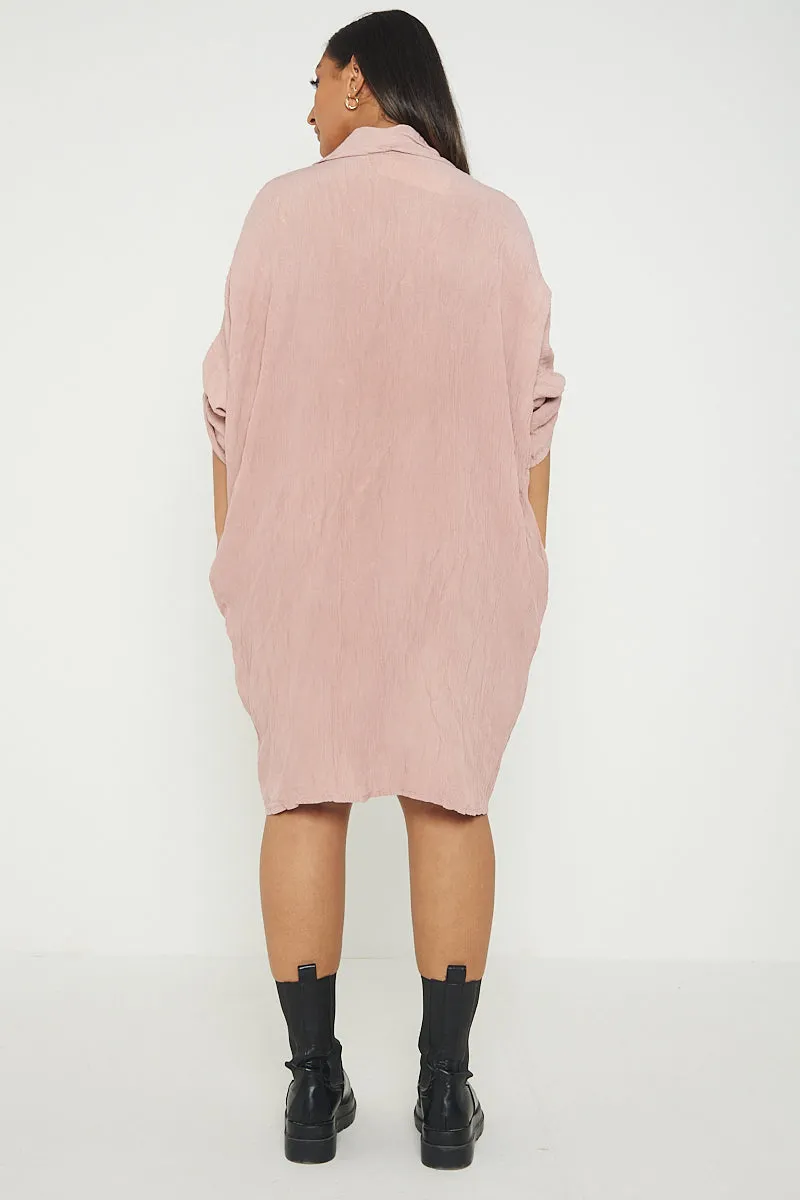 Italian Shimmer Oversized Shirt Dress
