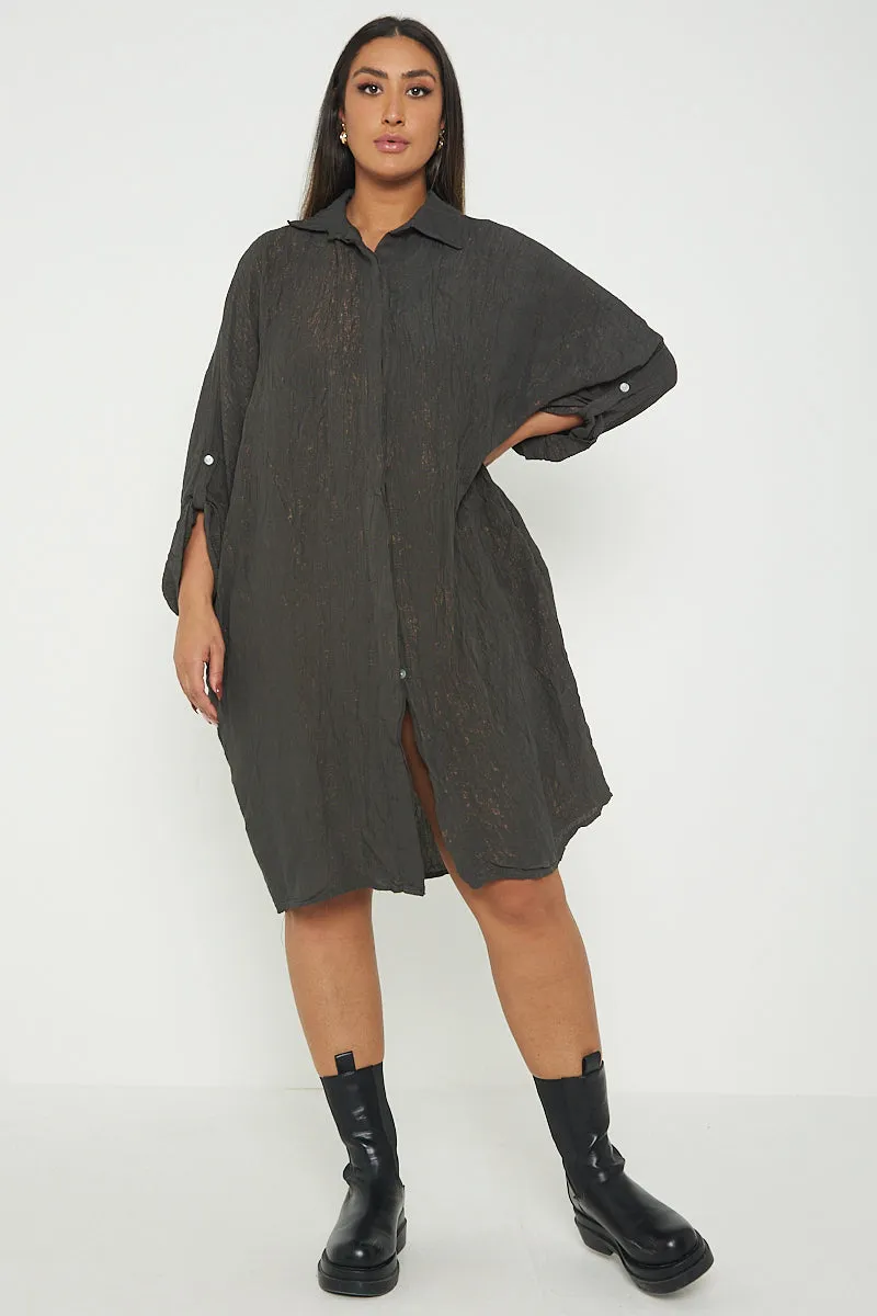 Italian Shimmer Oversized Shirt Dress