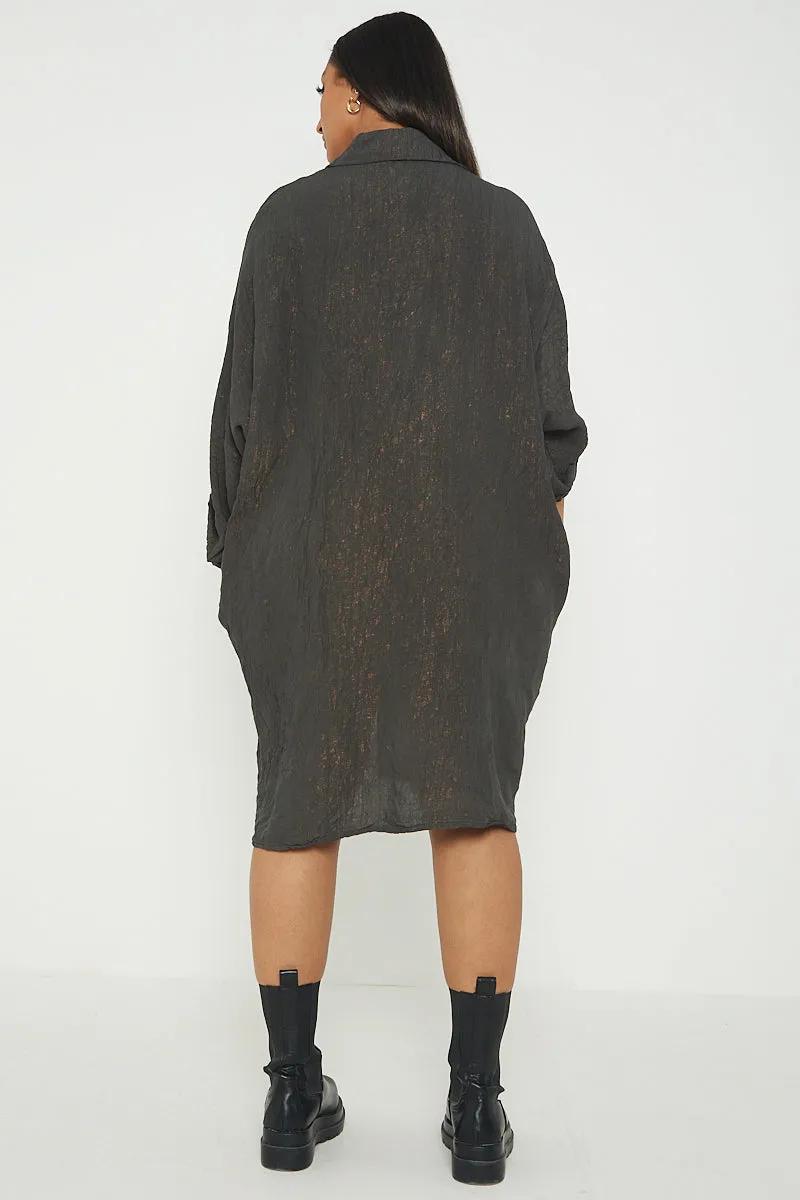 Italian Shimmer Oversized Shirt Dress