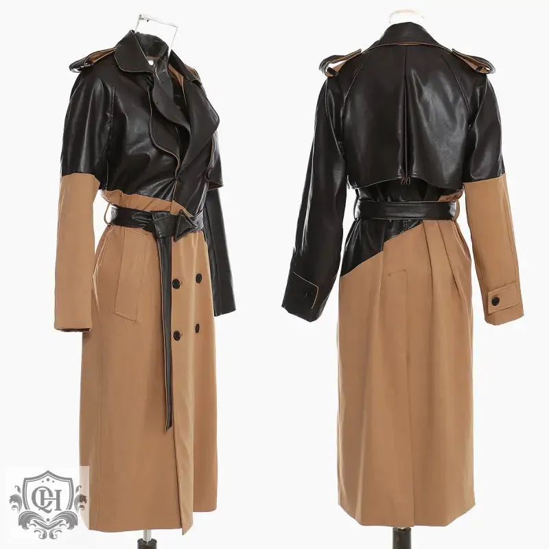 Khaki Lace-Up Long Coat