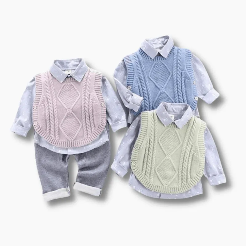 Knitted Sweater Vest Boy Outfit