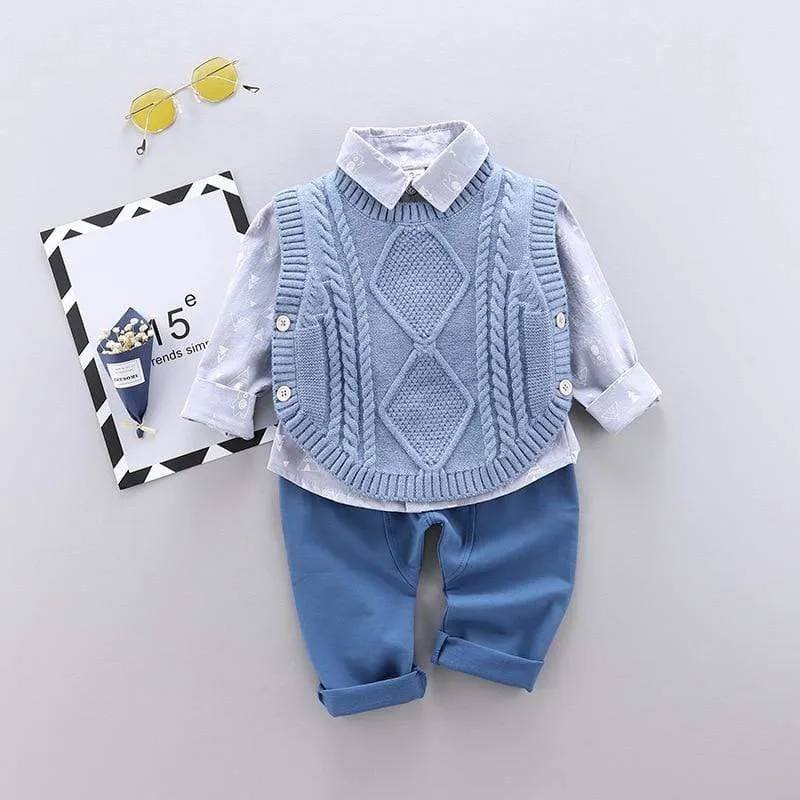 Knitted Sweater Vest Boy Outfit