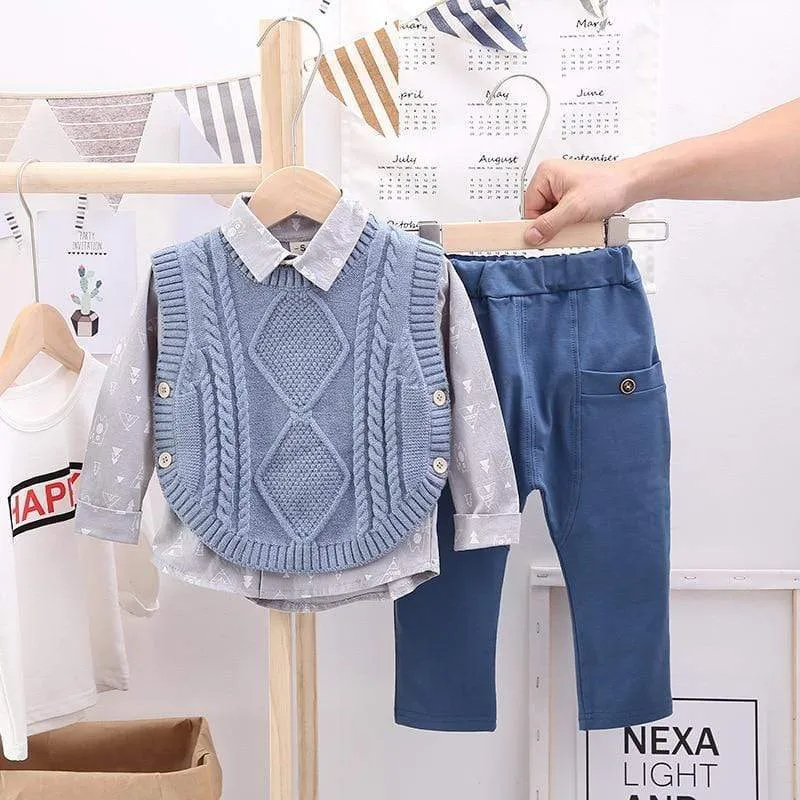 Knitted Sweater Vest Boy Outfit