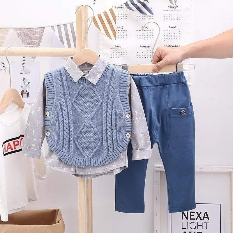 Knitted Sweater Vest Boy Outfit