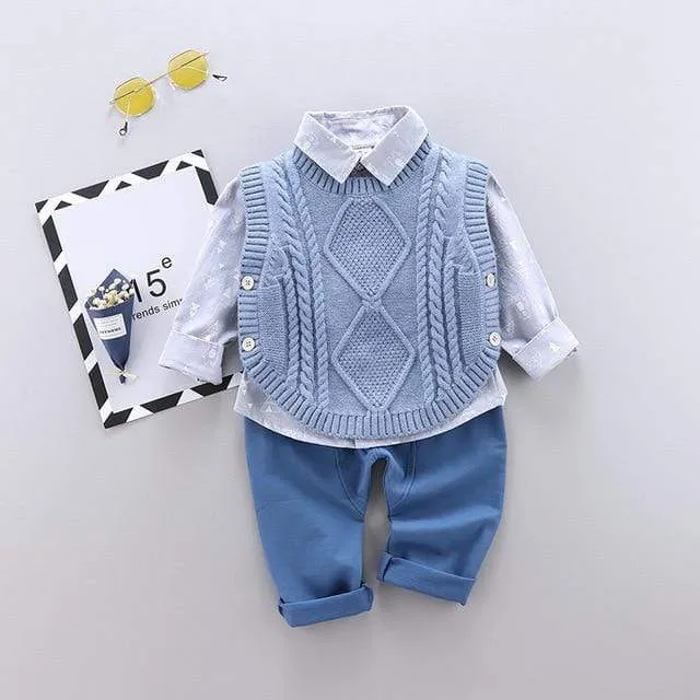Knitted Sweater Vest Boy Outfit