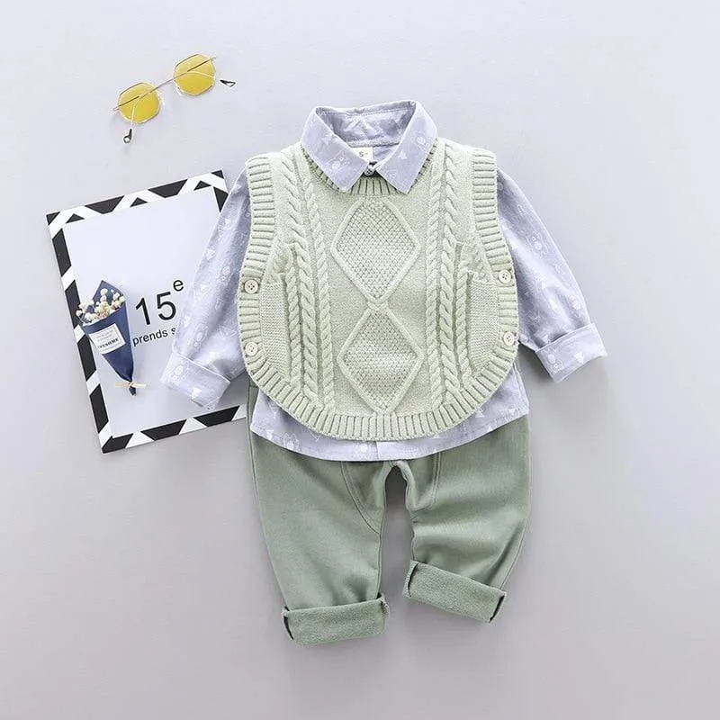 Knitted Sweater Vest Boy Outfit
