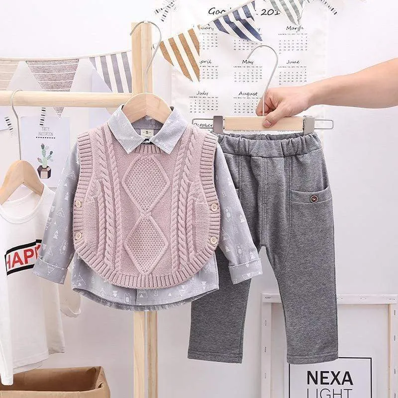 Knitted Sweater Vest Boy Outfit