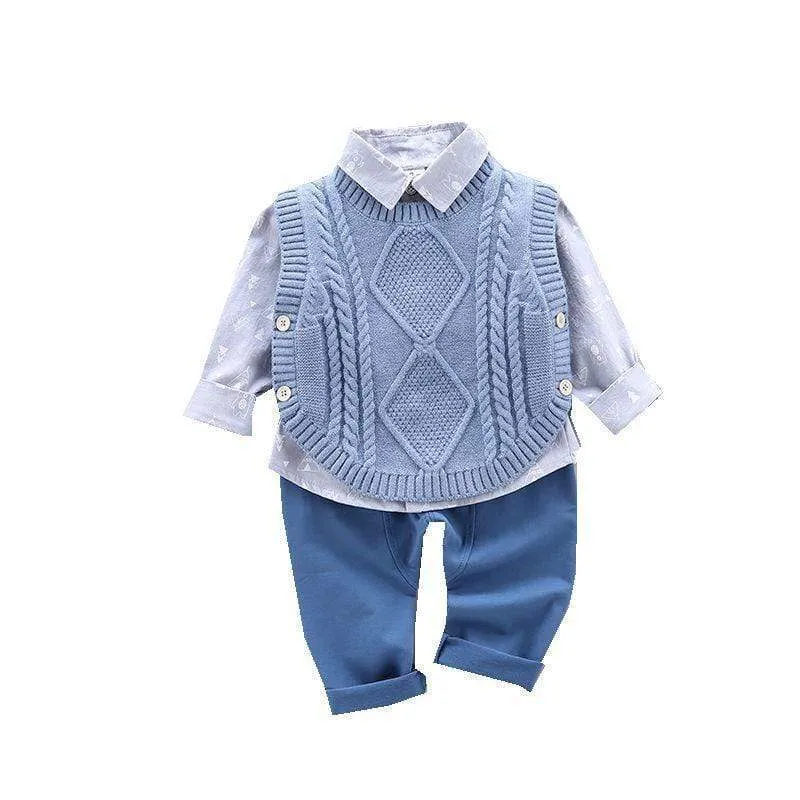 Knitted Sweater Vest Boy Outfit
