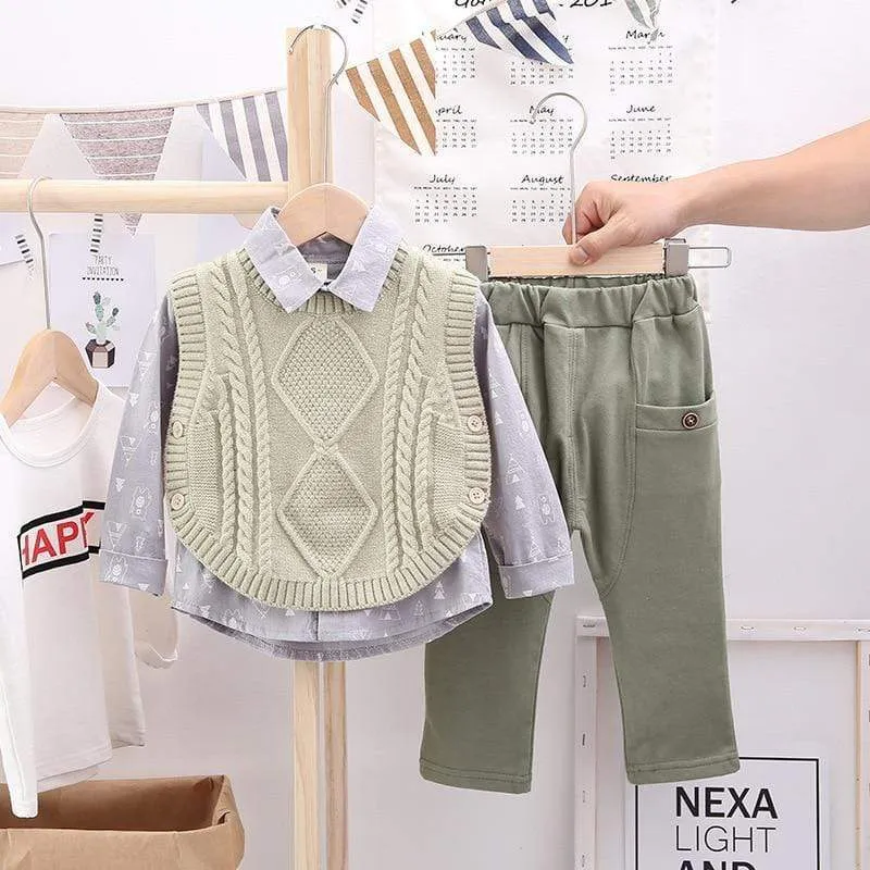 Knitted Sweater Vest Boy Outfit