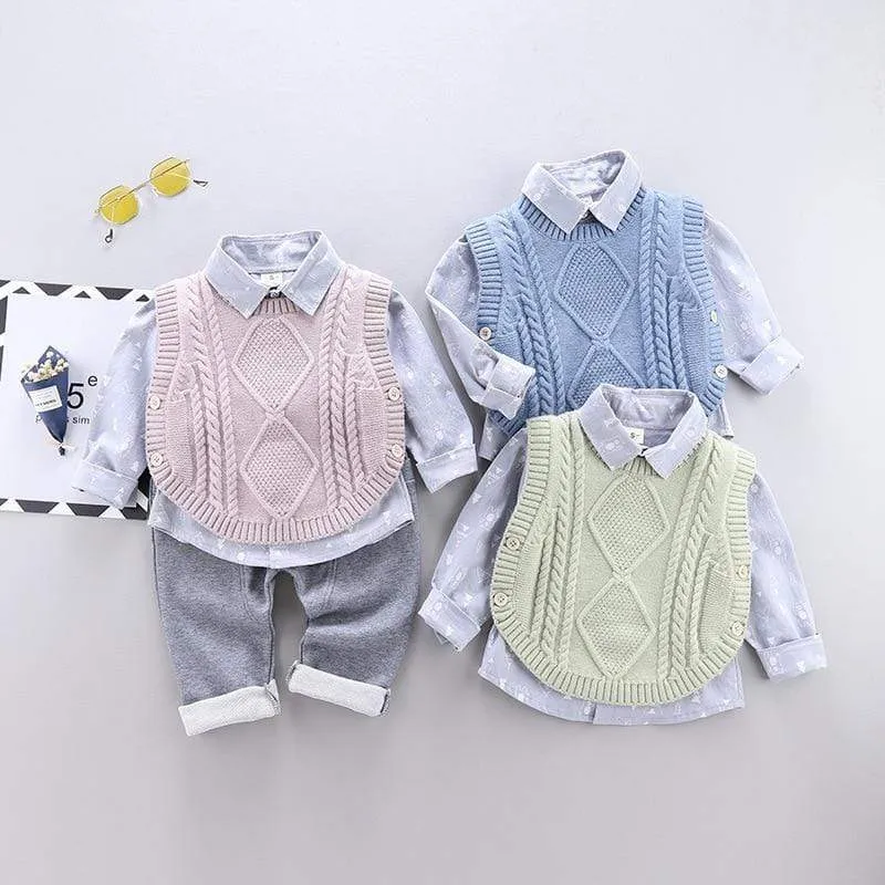 Knitted Sweater Vest Boy Outfit