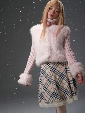 knitted turtleneck fur vest jacket
