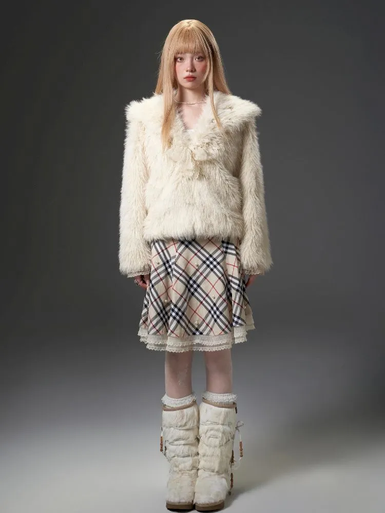 knitted turtleneck fur vest jacket