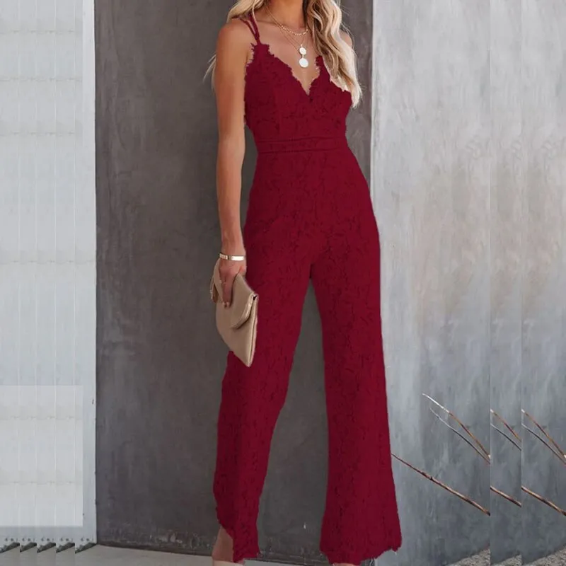 Lace Double Strap Jumpsuit