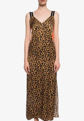 Leopard-Print Slip Midi Dress