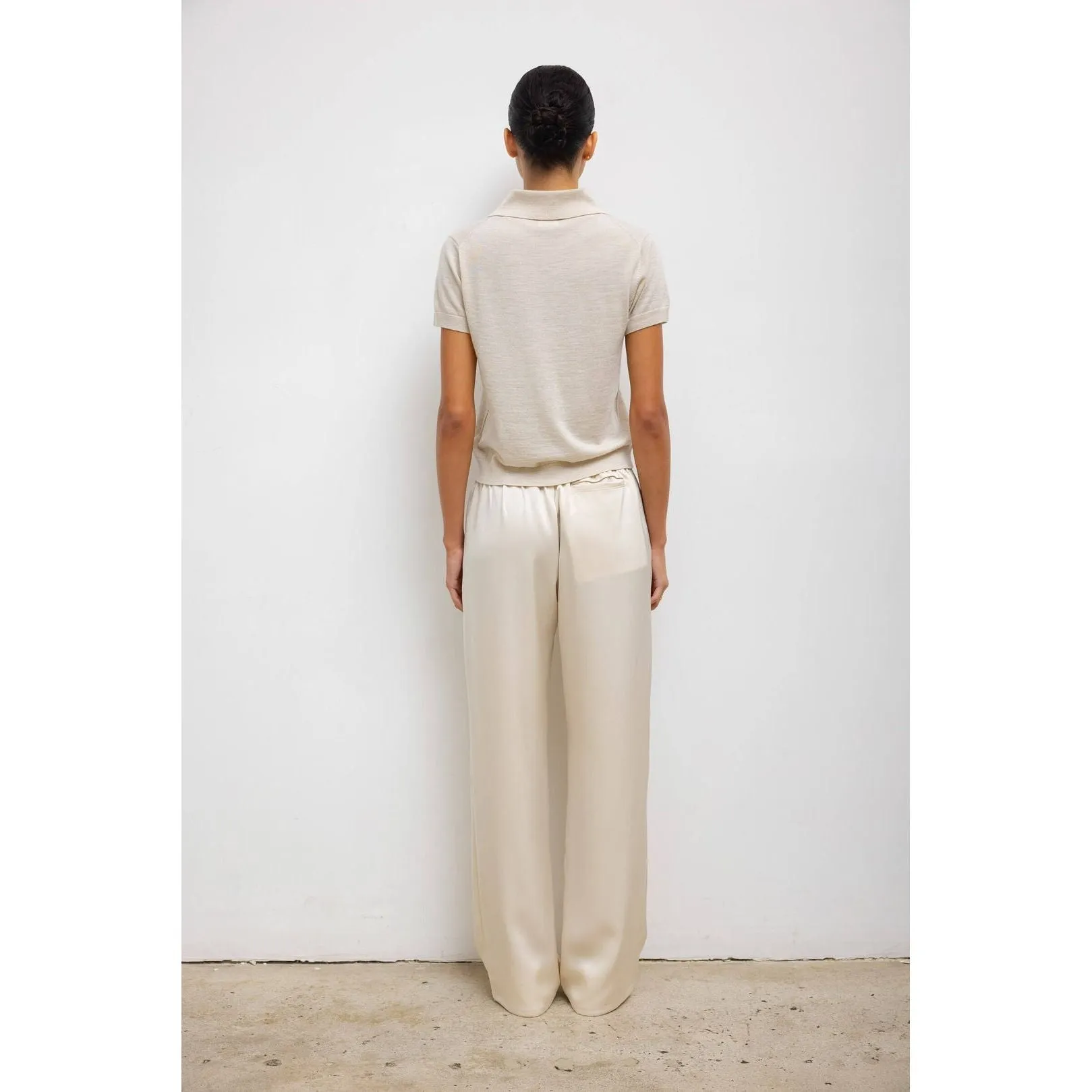LeSet Barb Pleated High Waist Pant Creme