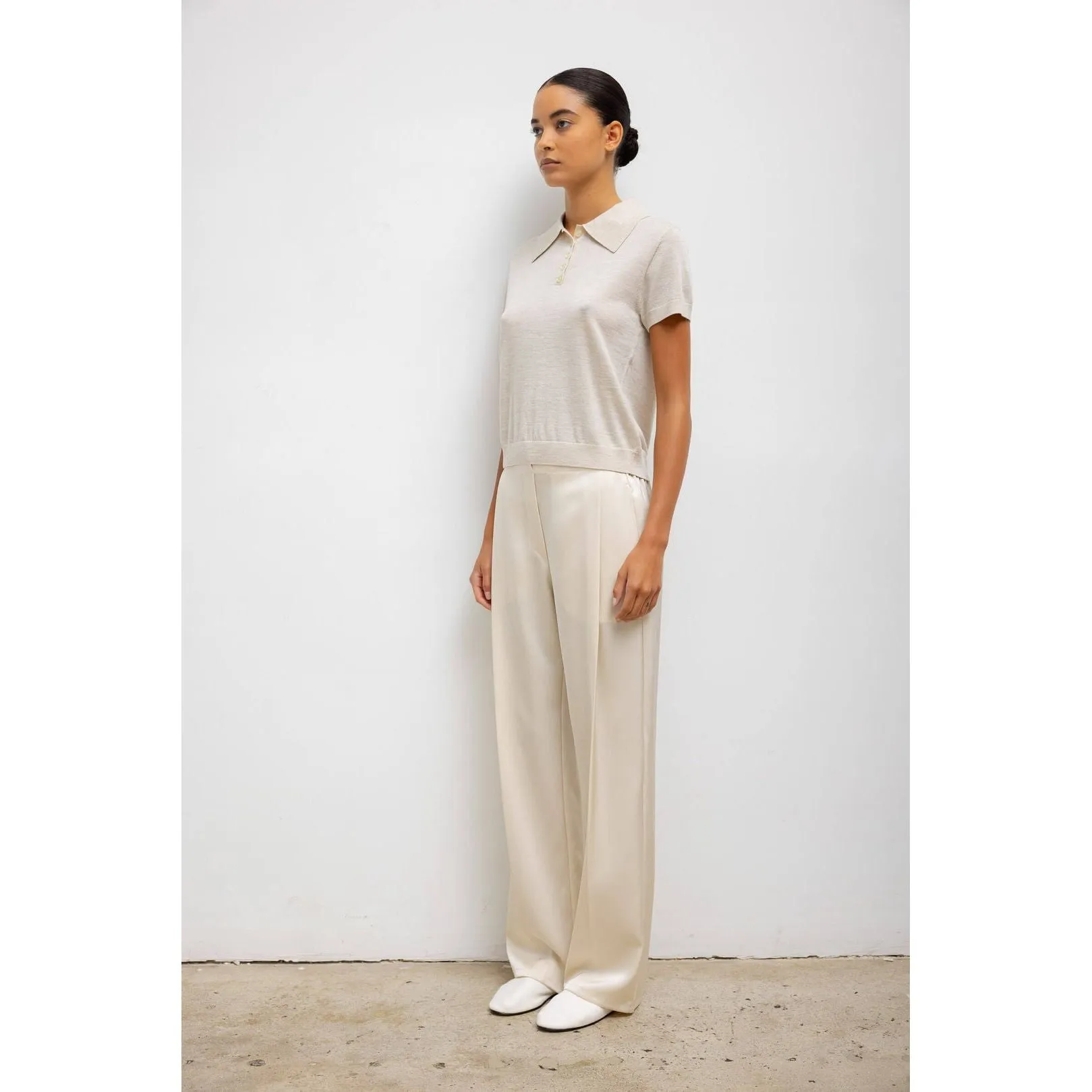 LeSet Barb Pleated High Waist Pant Creme