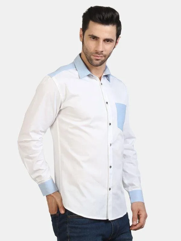 Life Roads full sleeve casual white cotton shirt for Men and boys