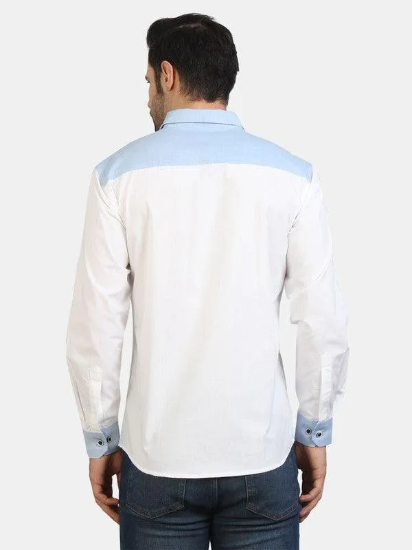 Life Roads full sleeve casual white cotton shirt for Men and boys