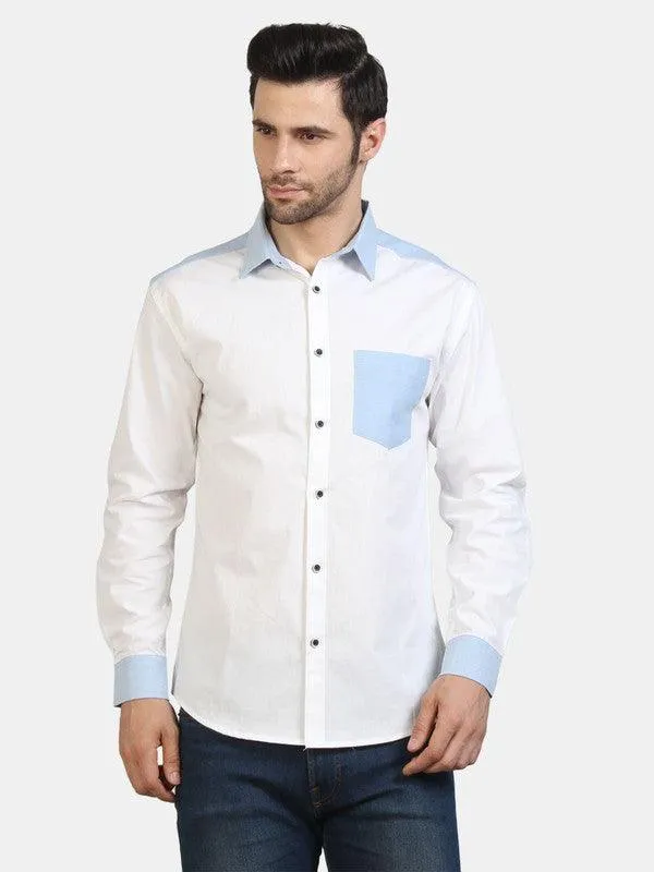 Life Roads full sleeve casual white cotton shirt for Men and boys