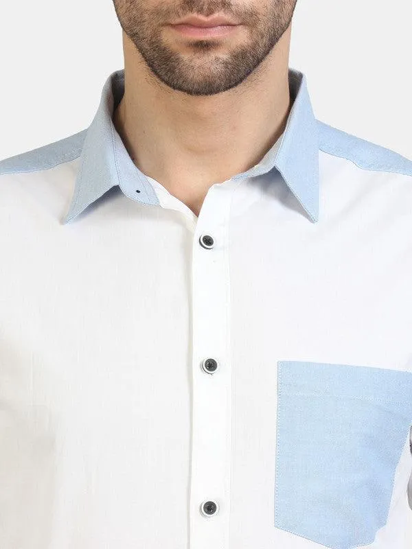 Life Roads full sleeve casual white cotton shirt for Men and boys