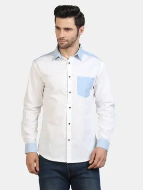 Life Roads full sleeve casual white cotton shirt for Men and boys