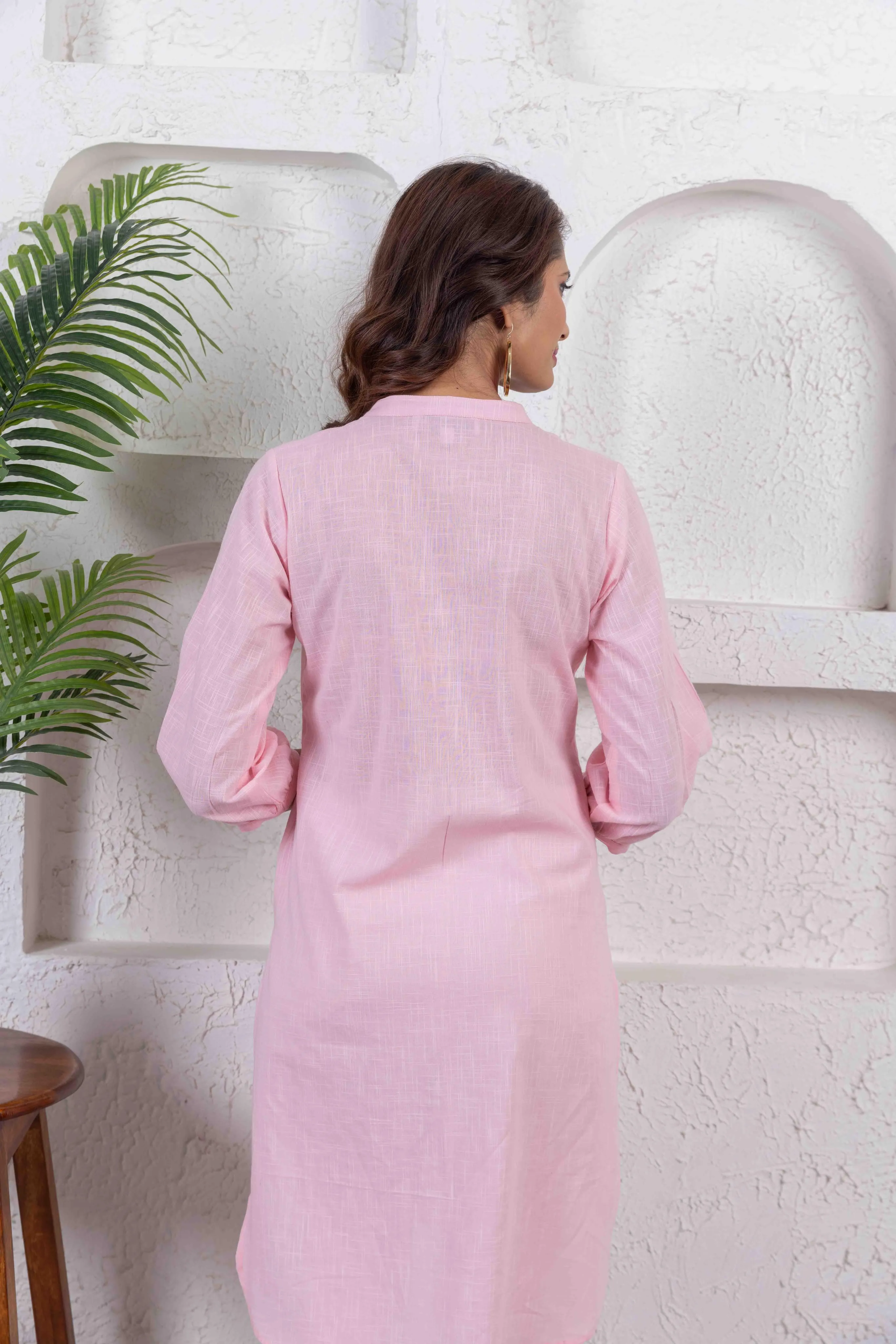 Light Pink Regular Long Cotton Tunic