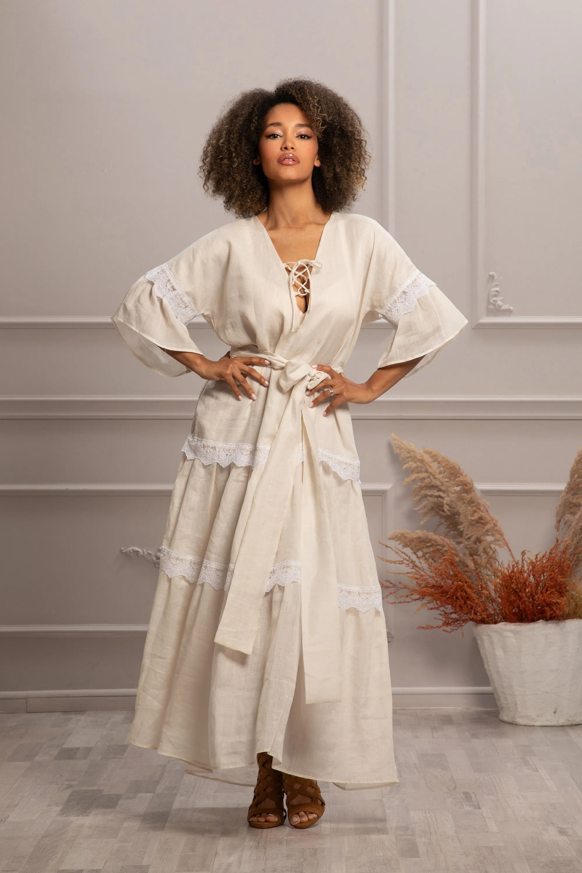 LINEN LACE DRESS