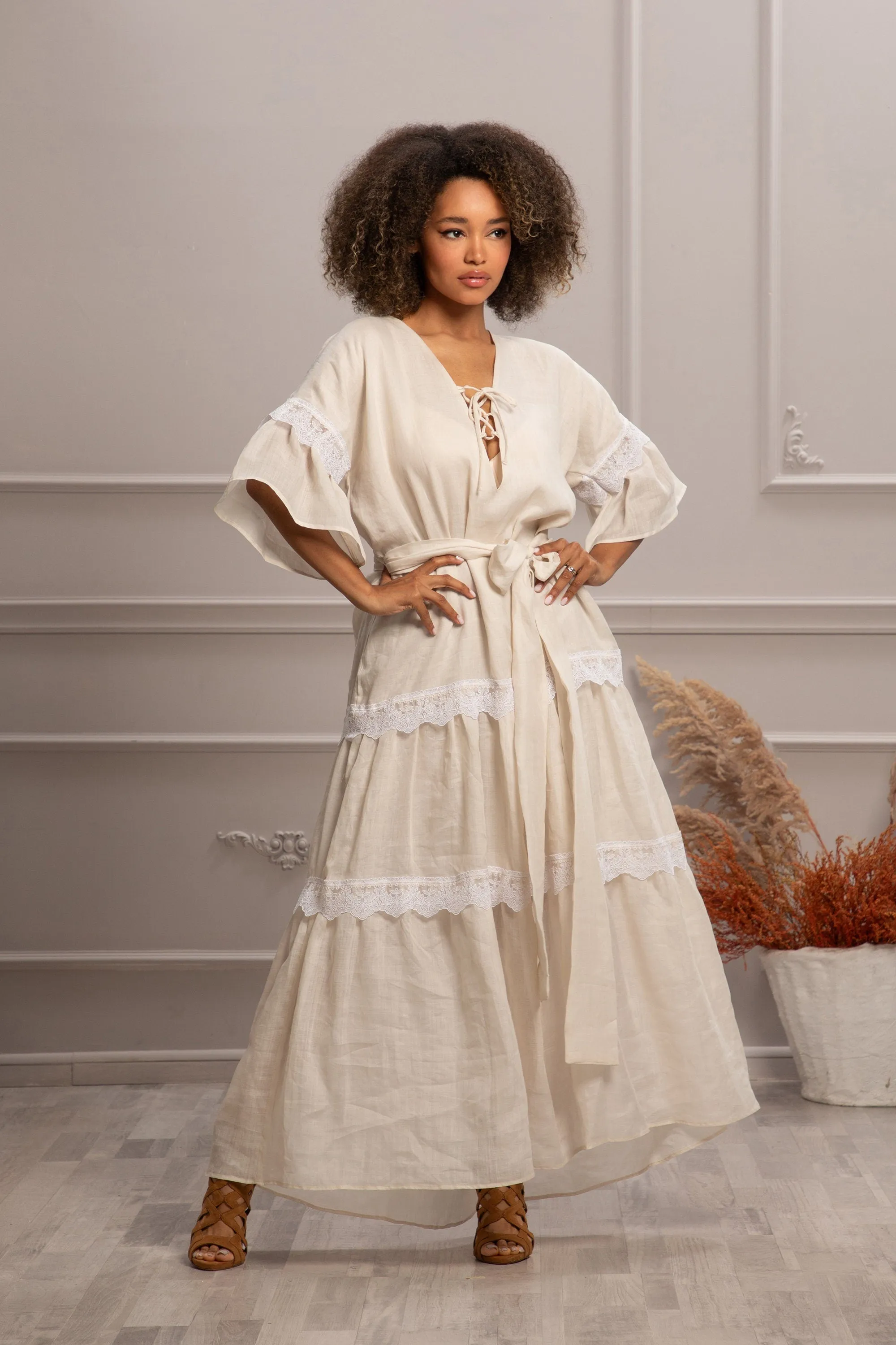 LINEN LACE DRESS